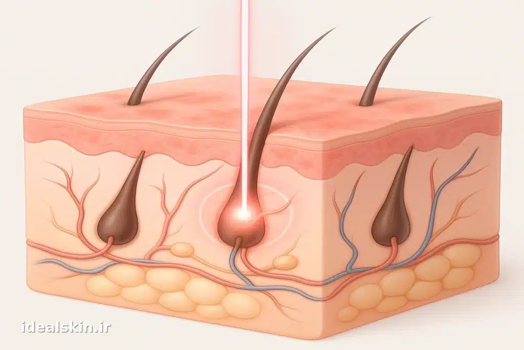  تصویر علمی پرتو لیزر روی فولیکول‌ها در پوست حساس
