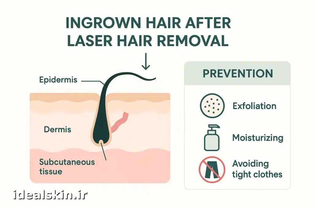مشاوره پزشک درباره موهای زیرپوستی بعد از لیزر در کلینیک تمیز و روشن