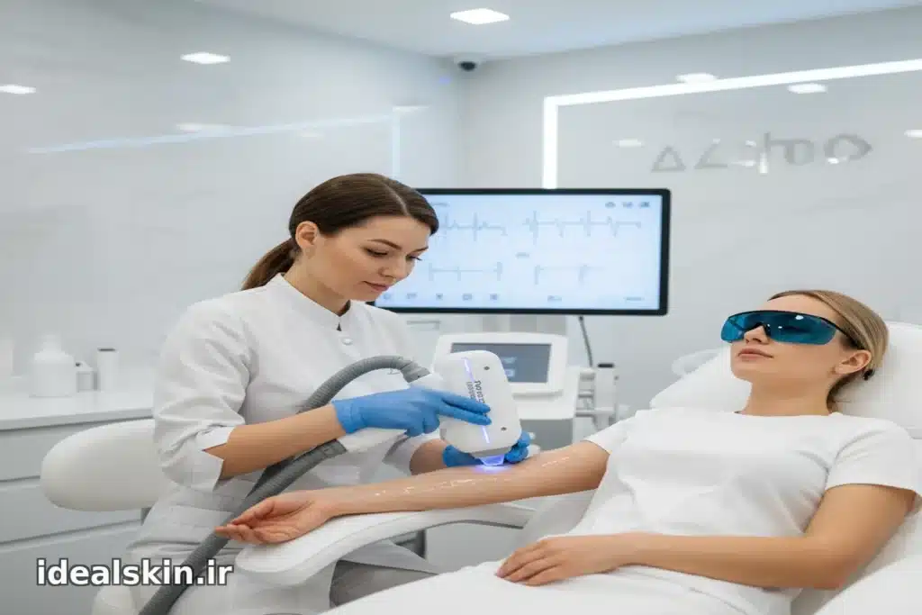 انجام پچ‌تست روی ساعد با Dual Accento قبل از جلسه کامل