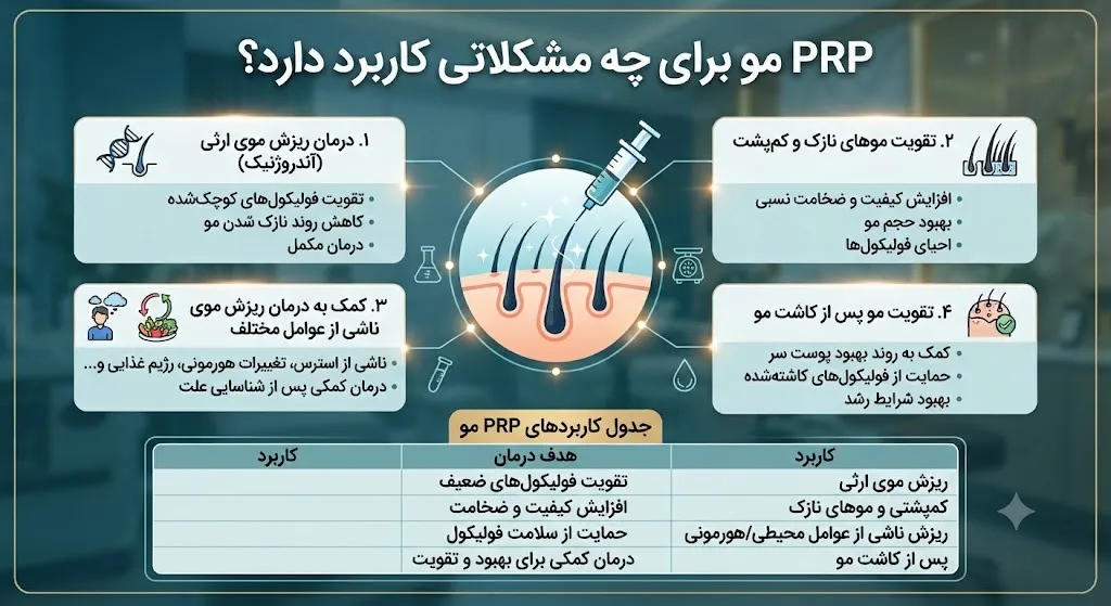 PRP مو برای چه مشکلاتی کاربرد دارد؟