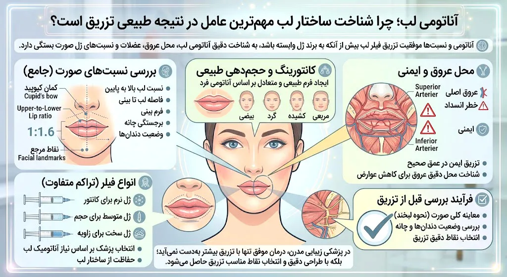 آناتومی لب؛ چرا شناخت ساختار لب مهمترین عامل در نتیجه طبیعی تزریق است؟