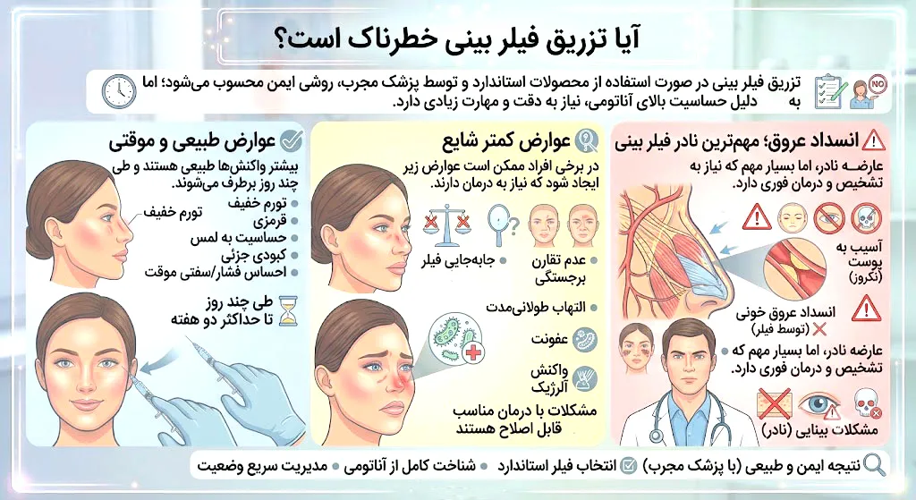 تزریق فیلر بینی 7 آیا تزریق فیلر بینی خطرناک است؟