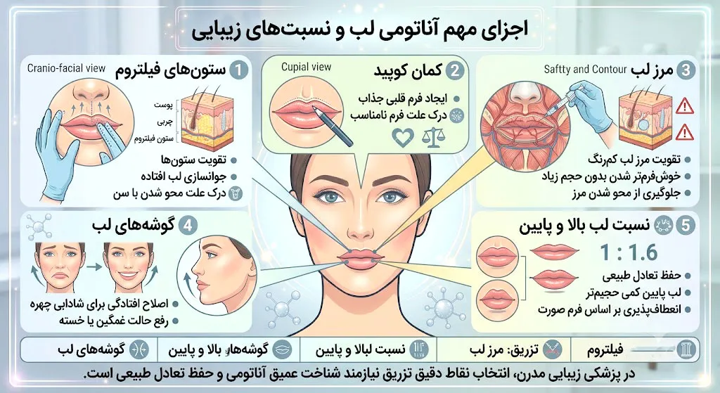 اجزای مهم آناتومی لب