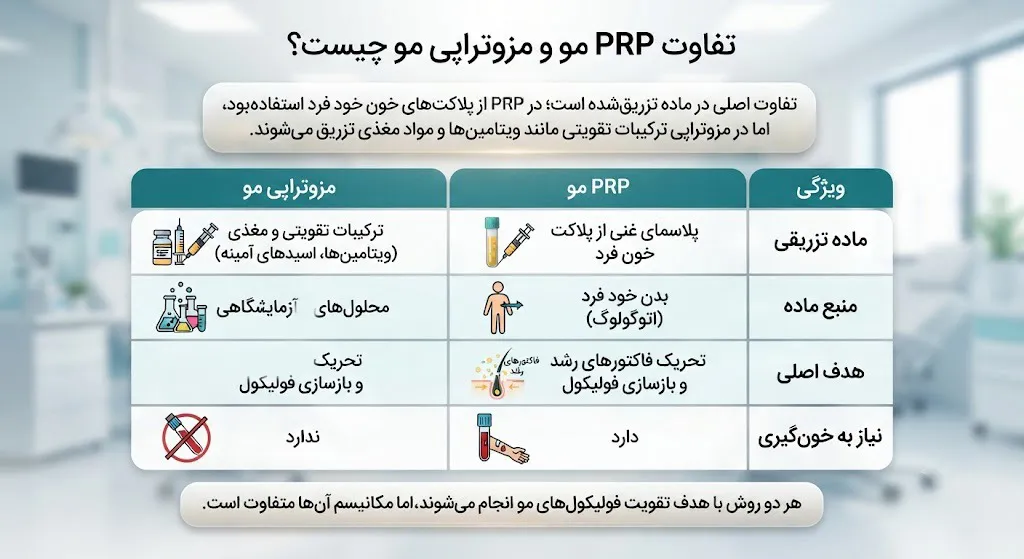 تفاوت PRP مو و مزوتراپی مو چیست؟