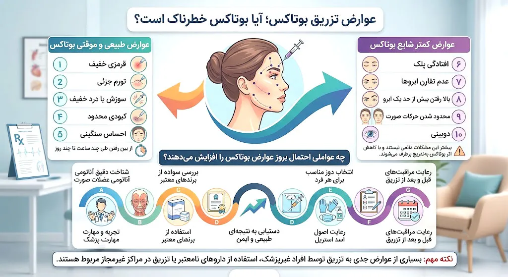 عوارض تزریق بوتاکس؛ آیا بوتاکس خطرناک است؟