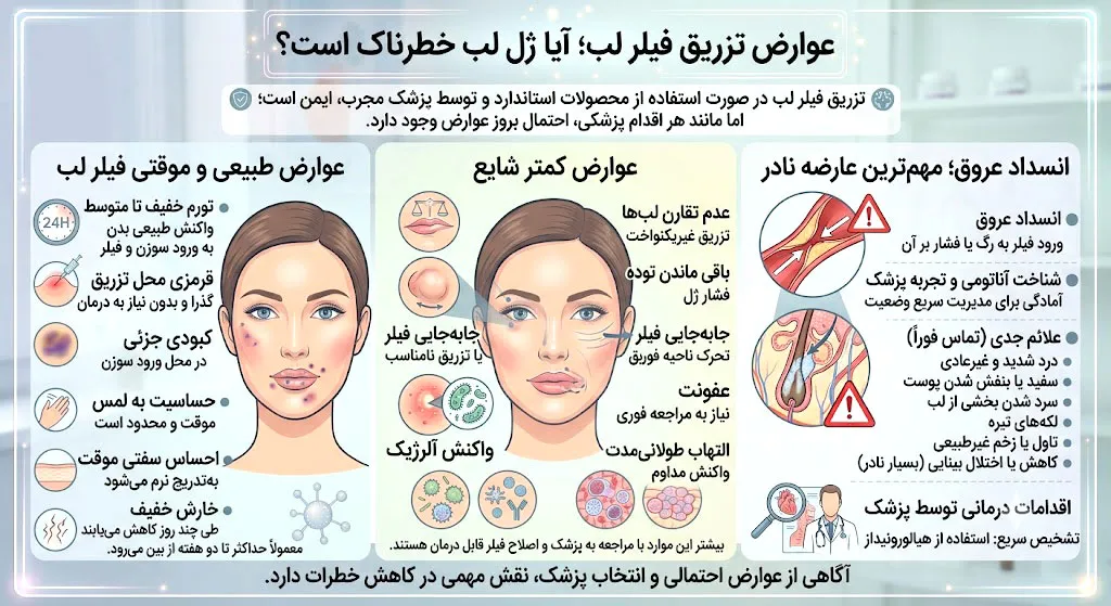 عوارض تزریق فیلر لب؛ آیا ژل لب خطرناک است؟