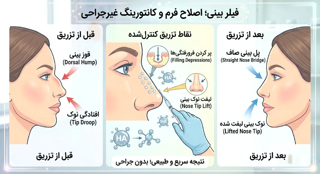 تزریق فیلر بینی 1 تزریق تخصصی فیلر بینی در کلینیک ایدهآل