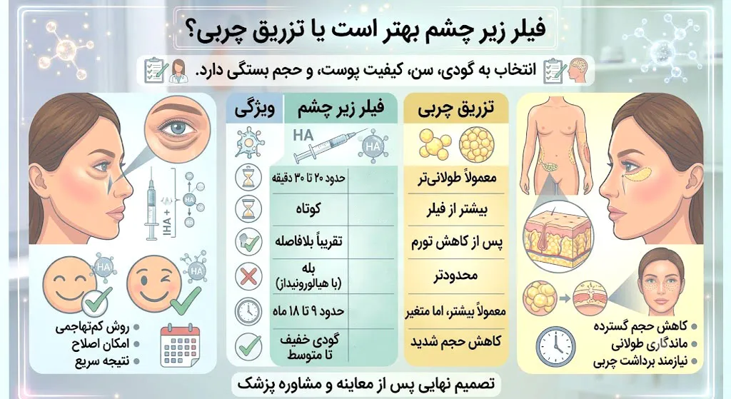 فیلر زیر چشم بهتر است یا تزریق چربی؟