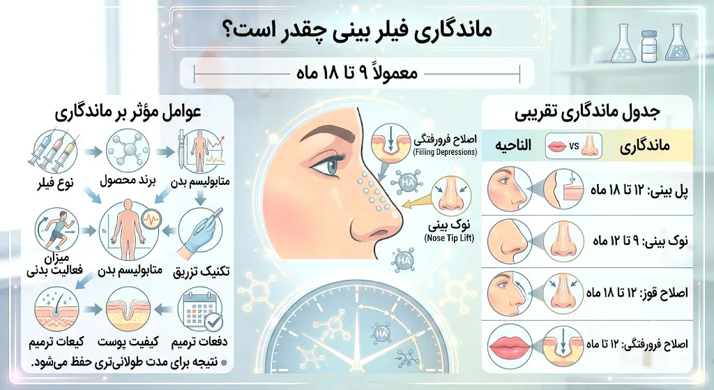 تزریق فیلر بینی 8 ماندگاری فیلر بینی چقدر است؟
