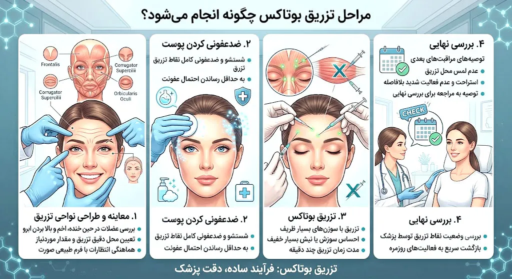 مراحل تزریق بوتاکس چگونه انجام می‌شود؟