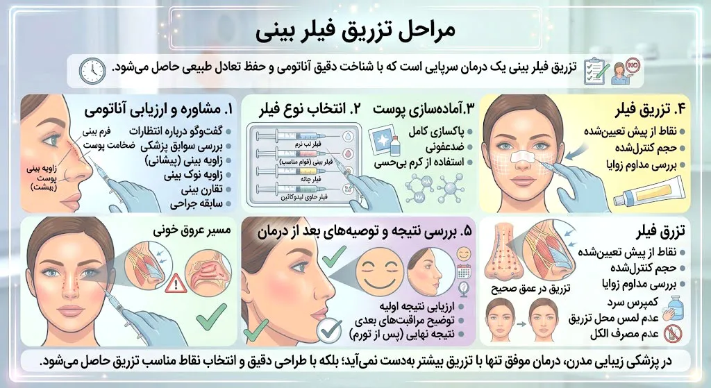 تزریق فیلر بینی 6 مراحل تزریق فیلر بینی