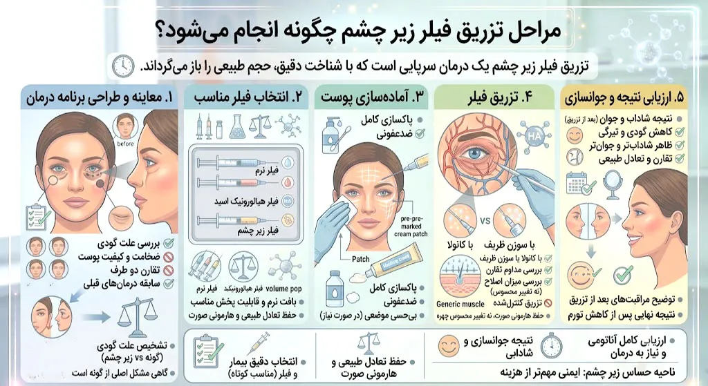 مراحل تزریق فیلر زیر چشم