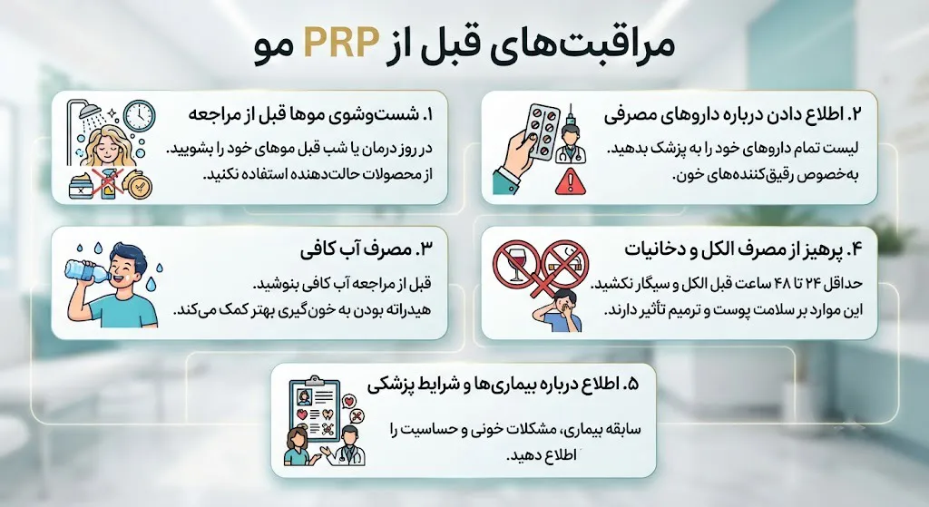 مراقبت‌های قبل از PRP مو