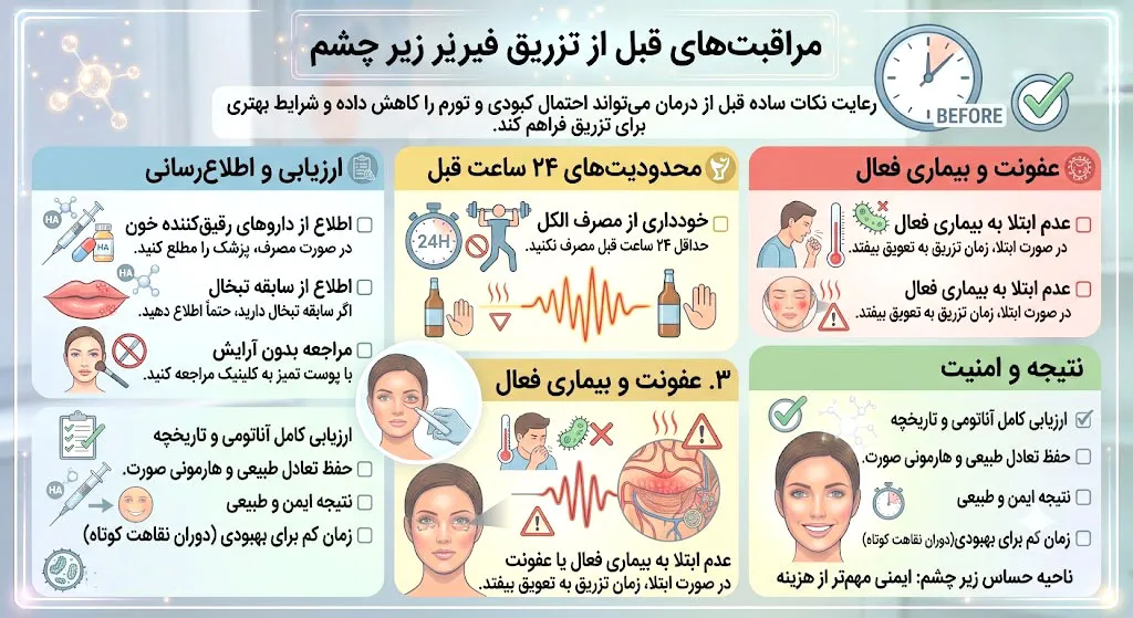 مراقبت‌های قبل و بعد از تزریق فیلر زیر چشم