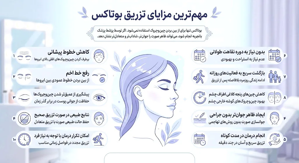 مهم‌ترین مزایای تزریق بوتاکس