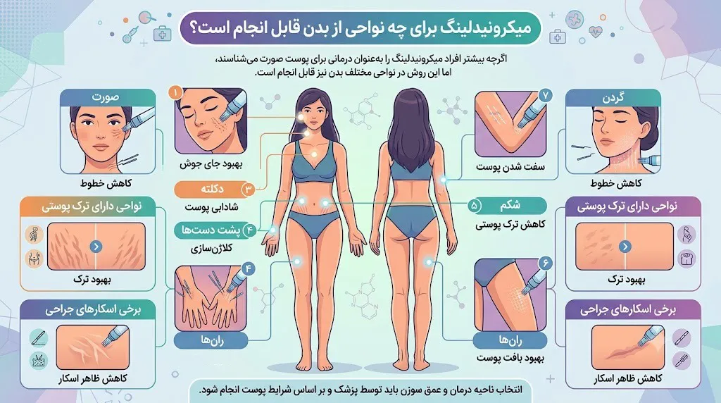 میکرونیدلینگ برای چه نواحی از بدن قابل انجام است؟