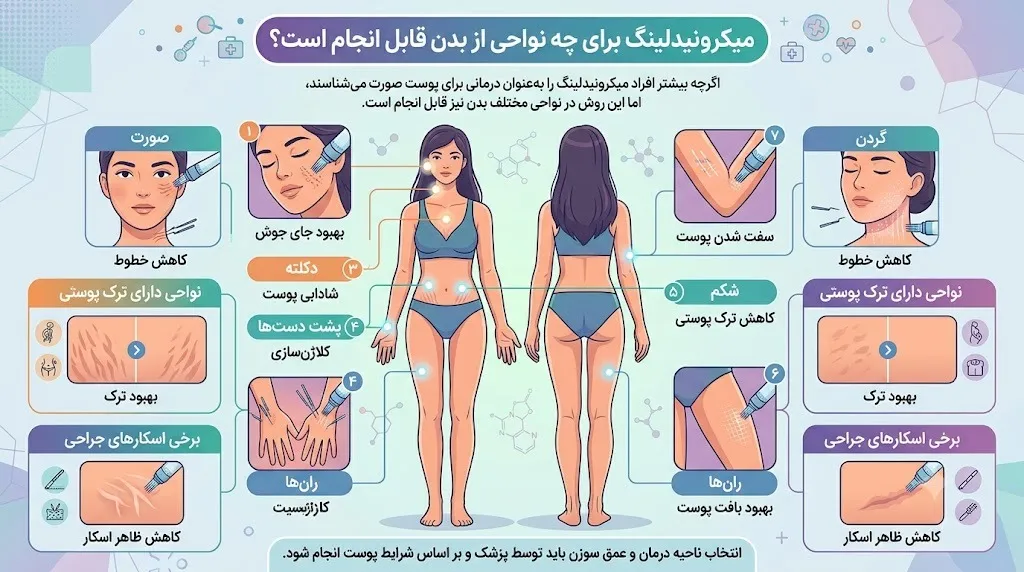 میکرونیدلینگ برای چه نواحی از بدن قابل انجام است؟