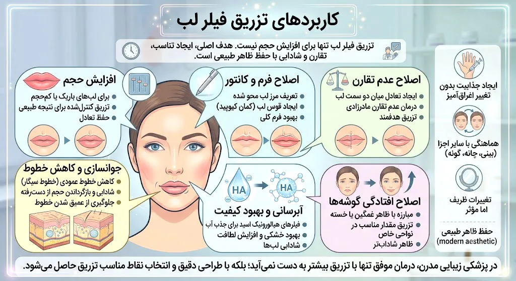 کاربردهای تزریق فیلر لب