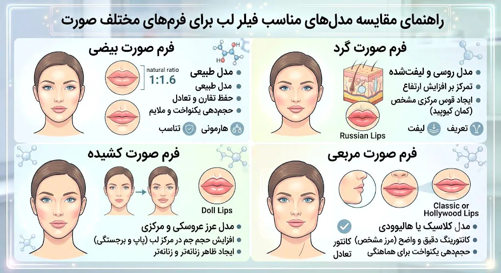 کدام مدل فیلر لب برای فرم صورت شما مناسبتر است؟