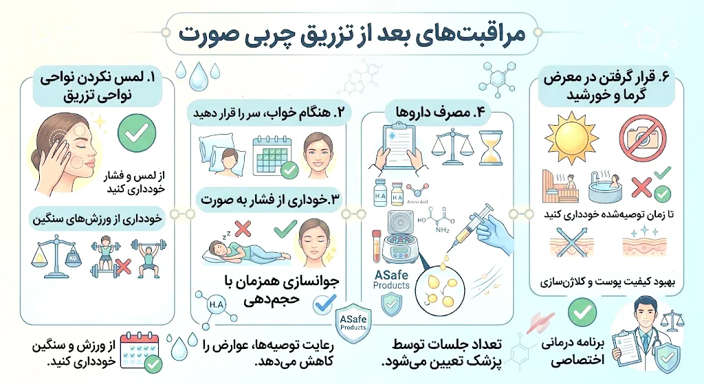 مراقبت‌های بعد از تزریق چربی صورت