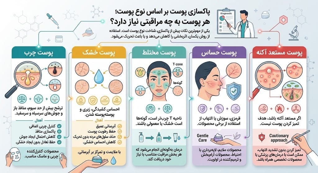 پاکسازی پوست بر اساس نوع پوست
