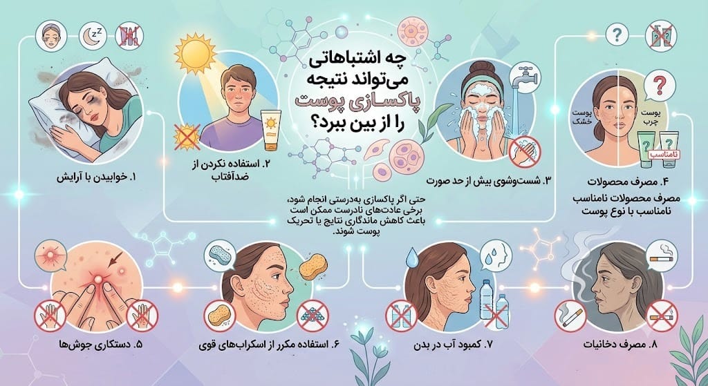 چه اشتباهاتی نتیجه پاکسازی پوست را از بین میبرد؟