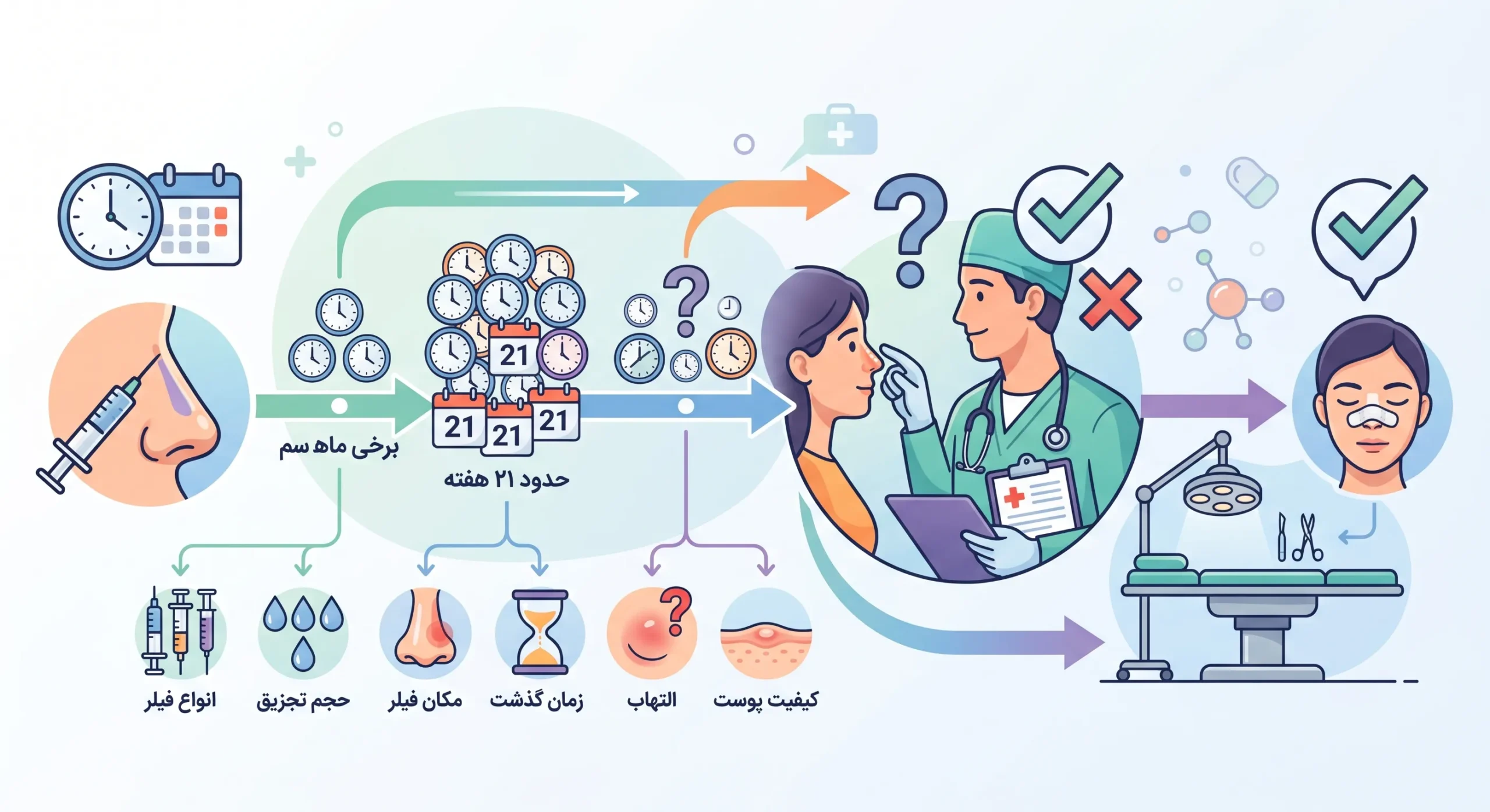 فاصله فیلر بینی تا جراحی چقدر باید باشد؟