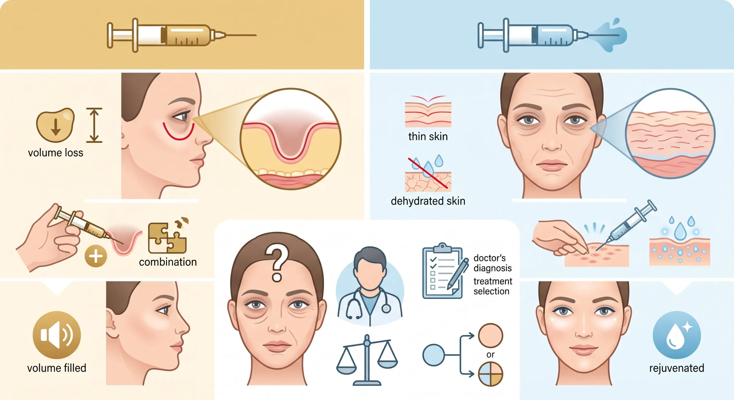 مزوژل بهتر است یا فیلر برای گودی زیر چشم؟