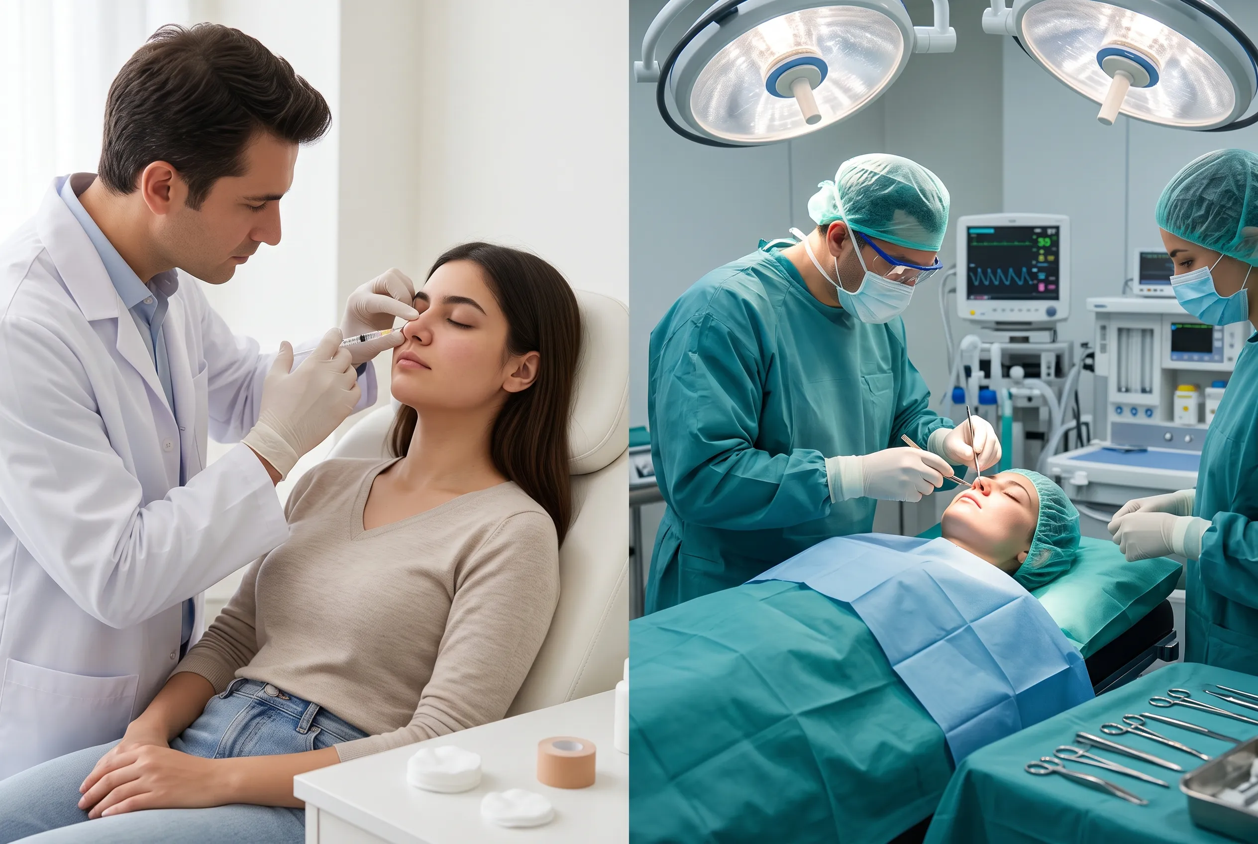 تفاوت فیلر بینی گوشتی با جراحی بینی